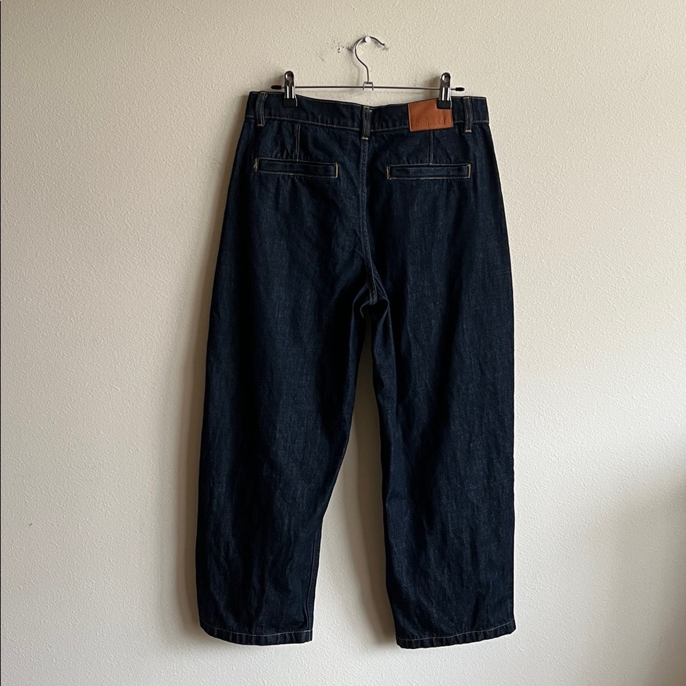 Everlane High Rise Pleated Jean Dark Indigo - Picture 7 of 9